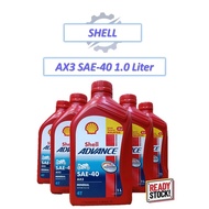 Original Shell Advance AX3 SAE-40 1L /1.0 Liter  4T Engine Oil / Minyak Hitam  Pasaran Malaysia (100