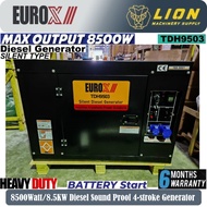 EUROX 8500Watt/8.5KW Diesel Silent 4-Stroke Generator TDH9503 - Heavy Duty & Original - 6 Months War