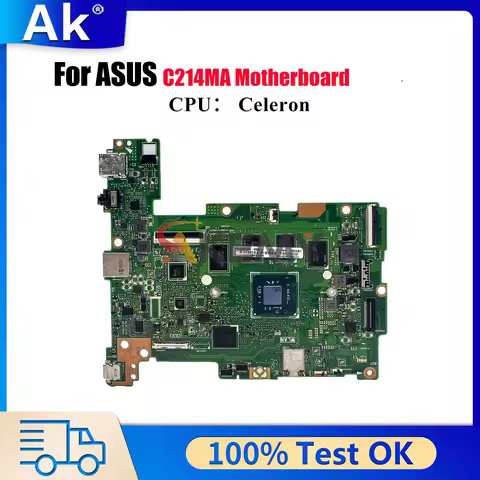C214MA Laptop Motherboard For ASUS Chromebook C214M C214MA Notebook Mainboard With Celeron CPU 100% 
