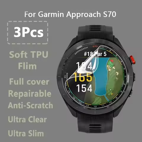 3Pcs For Garmin Approach S70 42mm 47mm S62 Ultra Clear Ultra Slim Soft Hydrogel Repairable Film Scre