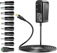 Basicvolt 36W DC 12V Power Cord 5Ft 12 Volt 3A 2.5A 2A 1.5A 1A 500mA Power Supply Charger for Router