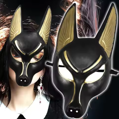 Retro Halloween Mask Cosplay Props Anubis Mask Man Miss Halloween Decor Plastic Festival Party Props