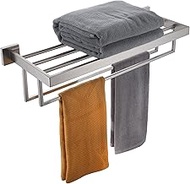 KOKOSIRI Towel Rack 24'' Bathroom Towel Shelves with Double Towel Bars SUS304 Stainless Steel Wall Mounted, Brushed Nickel, B6003BR