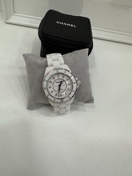 ⌚️CHANEL J12 Automatic Watch, white Ceramic Case and strap, white dial with diamond, Dial size 38mm 