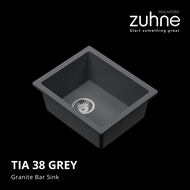 ZUHNE Tia 38cm Granite Composite Small Bar Sink Black or Grey (Made in Europe)