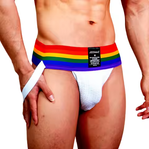 JOCKMAIL Men Athletic Supporters Jockstrap Thongs Mens Underwear Underpants Bikini 3" Elastic Waistb