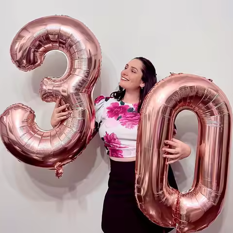 32inch Big Number Rose Gold Number 30 Balloon Foil Mylar Helium Number Digital 3 0 Balloon Birthday