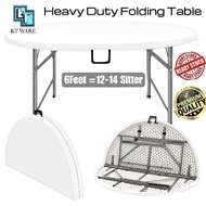 KT WARE 6 feet Round Foldable Banquet Table Portable Round Multifunctional Dining Table Meja Lipat B