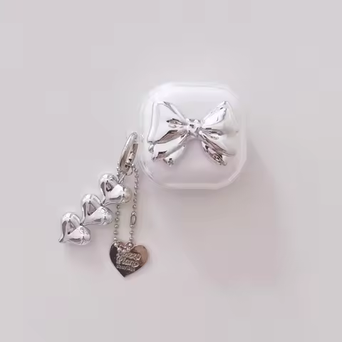 Transparent Silver Bowknot For Anker Soundcore R60i NC P31i Case TPU Soft Case Suitable for Soundcor