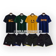 Promo Paket 4 Kaos Distro + 4 Celana Pendek Boxer E-ger Pria