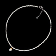 【正佳珠寶】天然淡水珍珠 3mm 925銀電鍍24K吊墜 珍珠項鍊