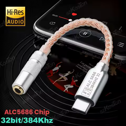 ALC5686 Chip USB Type C to 3.5mm DAC HiFi Headphone Amplifier Audio Decoder IEM AMP Smartphone Adapt