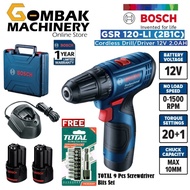 Bosch GSR120LI 12V 2.0Ah Compact Cordless Drill Driver with 2pcs Battery &amp; 1pc Charger - Bosch Product -