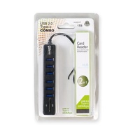Card Reader 8in1 USB 2.0 USB Hub USB 2.0 MicroSD SD TF Card - CB220602 - Black