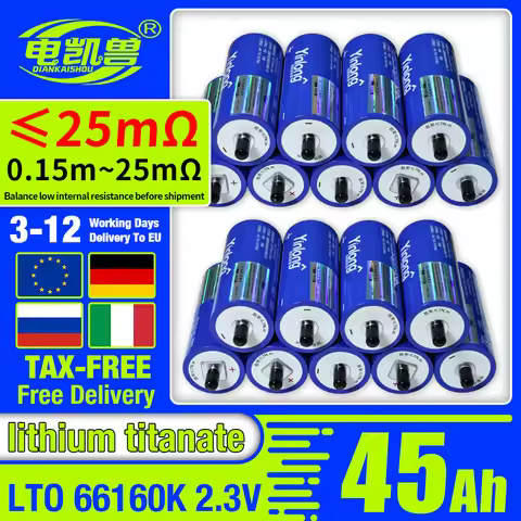 100% 66160 Original Yinlong LTO 2.3V 45Ah Lithium Titanate Battery DIY 12V 24V 48V Solar Speaker Car
