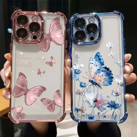 Case For Huawei Honor Magic 7 Lite 50 P30 P40 Pro Nova 9 cover Plating Clear Butterfly Anti-falling 