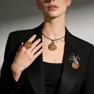 Spot Bandage Snail Ammonite Fossil Jewelry | Natural Conch Fossil Pendant Necklace Ring Brooch Europ