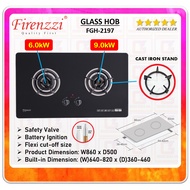 【Flexi Cut-Off Size】FIRENZZI FGH-2197 Glass Hob with Safety device (Highly Durable Tempered Glass To