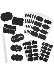 黑板標籤貼紙28入組-9各種形狀在3尺寸帶1白色粉筆馬克筆,可重複使用防水粉筆標籤適用於收納垃圾桶,標籤適用於食品容器,標籤適用於罐子,集裝箱