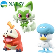 NAESV Poke-mon Figure, Kawaii Model Doll Sprigatito Figure, Children Gifts 4cm Fuecoco PVC Quaxly Ac