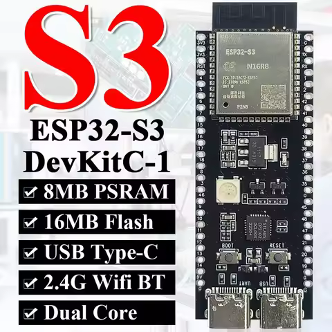 ESP32-S3-DevKitC-1 Development Board BT 2.4G Wifi Module for Arduino 8MB PSRAM 16MB FLASH N16R8 44Pi