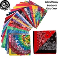 Musion Colorful Kain Key Kepala Cotton Paisley Hip Hop Bandana Square Scarf Red Skaf Kepala Sapu Tan