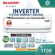 【5 STAR ENERGY SAVING】SHARP 1HP 1.5HP 2HP 2.5HP J-Tech Inverter Aircond 1HP Air Conditioner Powerful