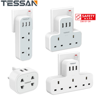 TESSAN Multi Plug Adaptor USB Charger Travel Adapter Power Socket 3 Pin Plug Wall Charger Plug Extension with 2 Outlet and 3 USB Ports,3 Pin Plug USB Adapter Multi Socket USB Plug Adapter USB Wall Socket Power Adapter forTravel, PC Phones ,13A 3250W