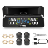 ระบบสัญญาณเตือนภัยอุณหภูมิแรงดันลมยางของรถยนต์หน้าจอ LCD นาฬิกาดิจิตอลพลังงานแสงอาทิตย์เครื่องวัดควา