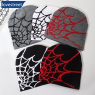 LOVESTREET Y2K Knitted Hat Spider Web Jacquard Hat Outdoor Sports Fashion Hat Warm Hat Skullies Hat 