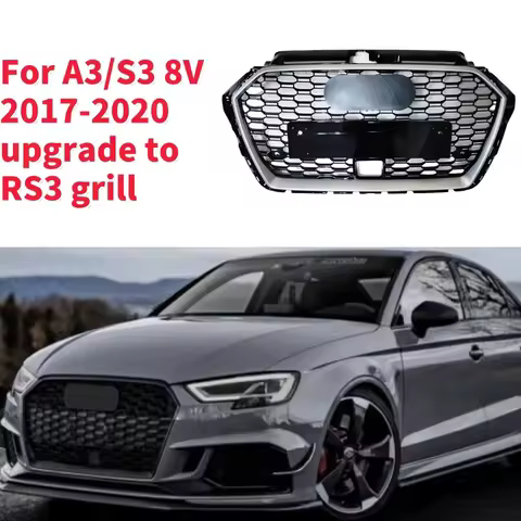 Racing Grills Front Hood Grille Car Front Bumper Grill Center Grille for RS3 Grill for Audi A3/S3 8V