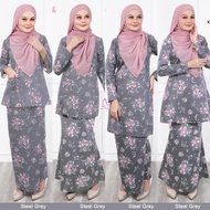 DHIA COTTON Baju Kurung Moden Baju Kurung Sedondon Kurung Mini Kurung Riau Baju Kurung Kedah Steel Grey