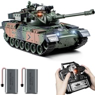 1:18 RC Tank, 2.4Ghz US M60 Remote Control Tank Model Toys, 15 Channel Battle Military Tank with Smo