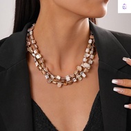 YURUYI Beaded Necklace, Exaggerate Irregular Colorful Necklace, Women Trend Double-layer Elegant Jew