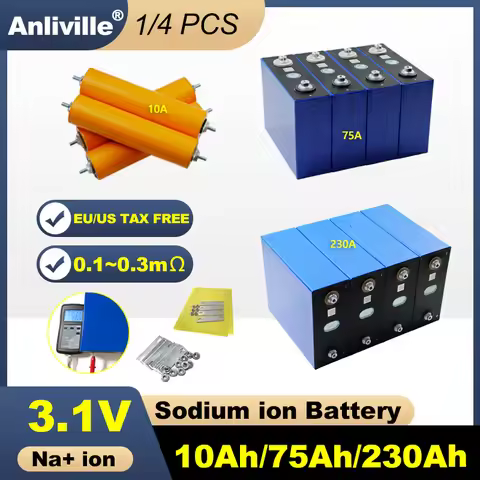 3.1V 10Ah 75Ah 230Ah Sodium-ion Battery, 6000 Cycles Long Life, -40°C Wide Temp for 12V 24V Solar St