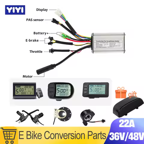 22A KT Controller Ebike Conversion Parts 36V48V 500W/750W with KT-LCD3 Display Electric Bike Accesso