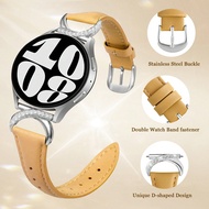Luxury Leather Watch Band With Diamond C-Shaped Buckle - Compatible Galaxy Watch 7/6/5/4 (40mm/45mm)