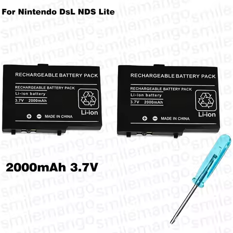 Rechargeable Battery Pack For Nintendo 2000mAh NDS DS Lite Replacement Battery with Screwdriver for 