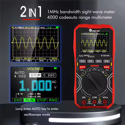 1MHz Digital Oscilloscope Multimeter AC 10A 600V 2.5Msps Graphical Handheld Oscilloscope Multimeter 