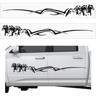 2 Pcs Horse Trailer Decals 63.5 x 8.5 Inch Self-Adhesive Car Side Body Stickers Black Vinyl Running 