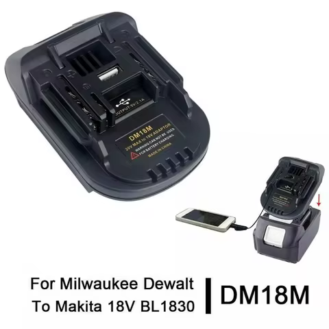 Lithium Battery Adapter USB Charger For Makita/Bosch/Black&Decker 18-20V Tools Batteries BPS18M DM18