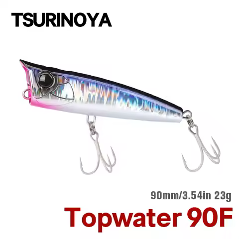 TSURINOYA 90F Topwater Popper Fishing Lure 90mm 23g DASHER Surface Floating Hard Bait For Saltwater 