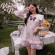 MYT x Joobs Studio : [JB2] : Vincent flower Dress มินิเดรส+เข็มกลัด