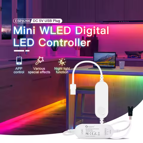 GLEDOPTO WLED ESP8266 Mini LED Controller DC 5V USB RGB IC Digital Dynamic Lights For WS2811 WS2812