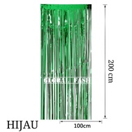HIJAU Green foil backdrop tassel curtain/ foil fringe curtain/ foil curtain/ curtain slinger curtain