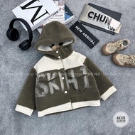 AK378 - LittleJacket FOR BABY leather mixed with fleece 2 LID POCKETS with hood ....- 89879