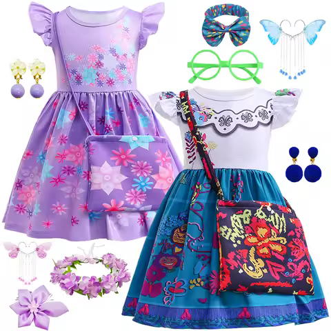 Mirabel Isabela Cosplay Princess Dress Kids Encanto Charm Costume Girls Halloween Children's Day Bir