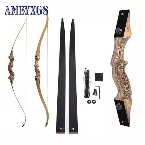 BLACK HUNTER 60'' Recurve Bow 25-60lbs Right/Left Hand Bow Tech Wood Traditional Bow Wooden Split Ar