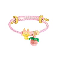 CTS "First" 24K 999 Gold Enamel Fox Lucky Charm DIY Bracelet Necklace Cute Pet Series CHOW TAI SENG 