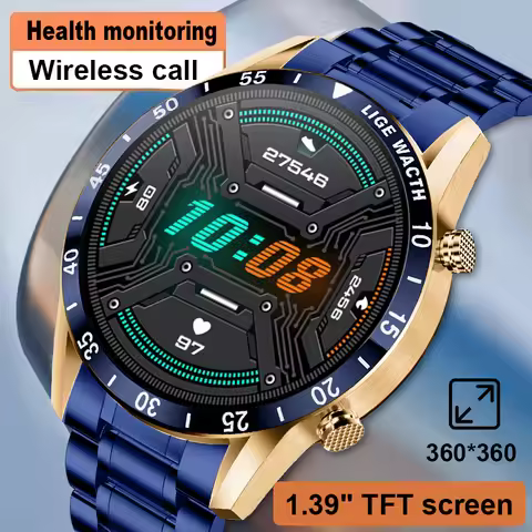 LIGE New Bluetooth Call Smart Watch Men Heart Rate Monitor Luxury Steel Sport Fitness Smartwatch IP6